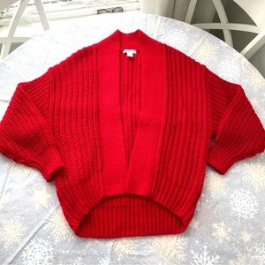 H&M bright red rib knit chunky cocoon cardigan Sz S worn once
